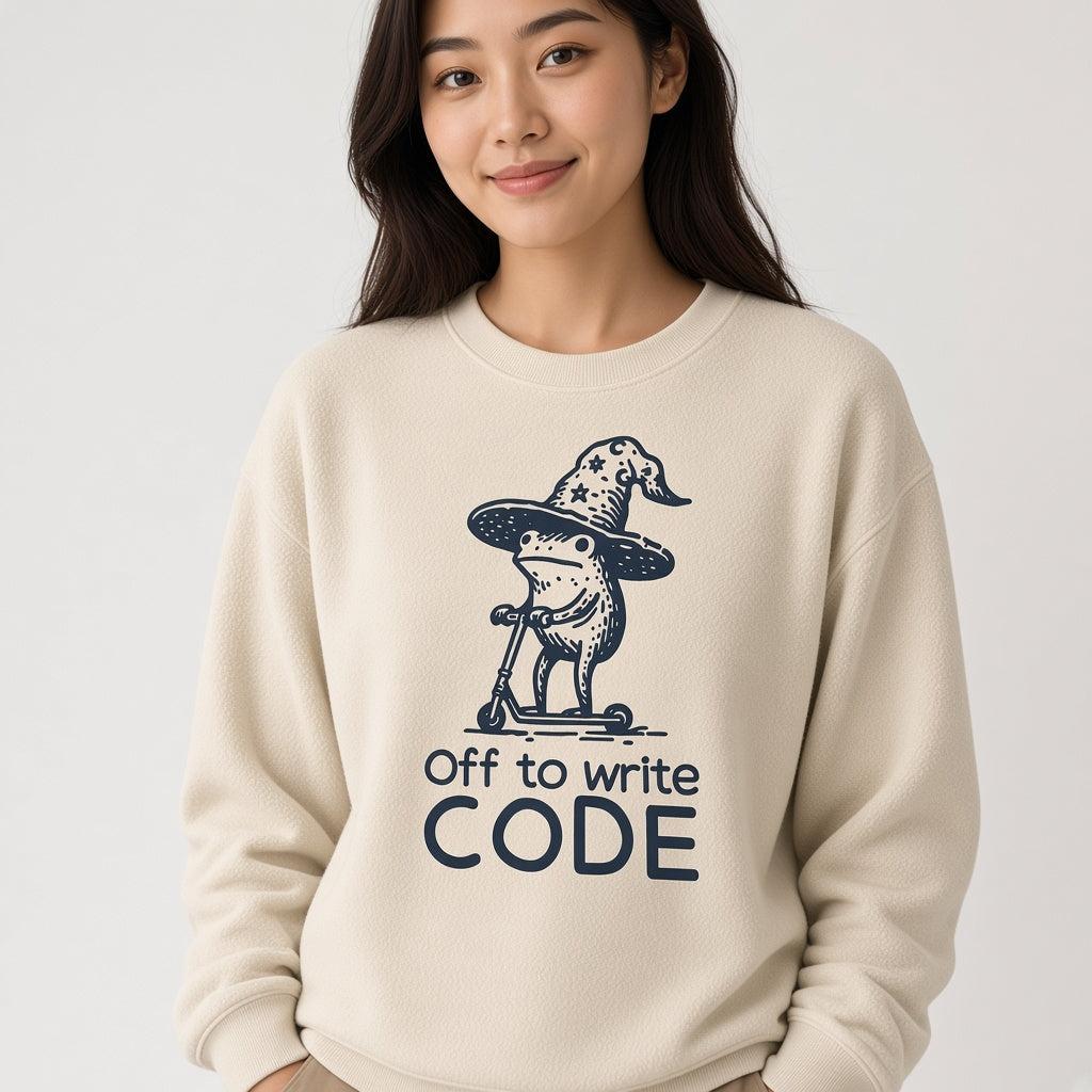 Funny Frog Sweatshirt for Programmers, Off to Write Code