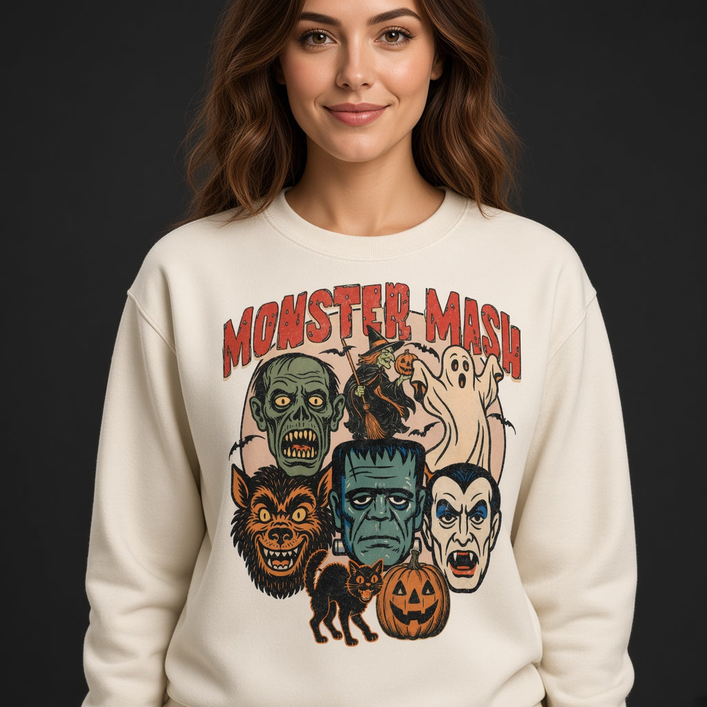 Monster Mash Retro Halloween Theme Sweatshirt