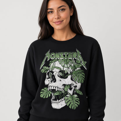 Monstera Funny Skull Plant Sweatshirt
