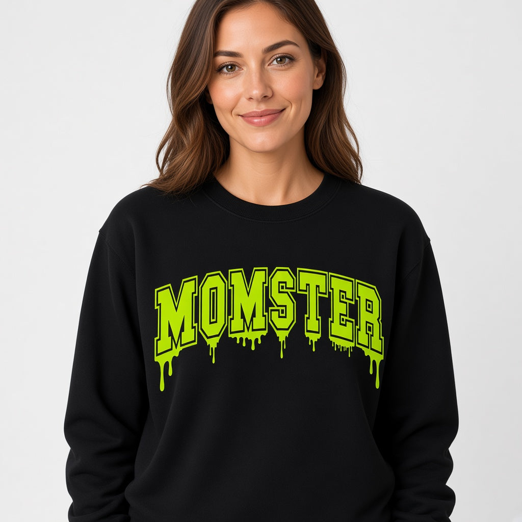 Neon Momster Scary Graphic Print Halloween Funny Sweatshirt