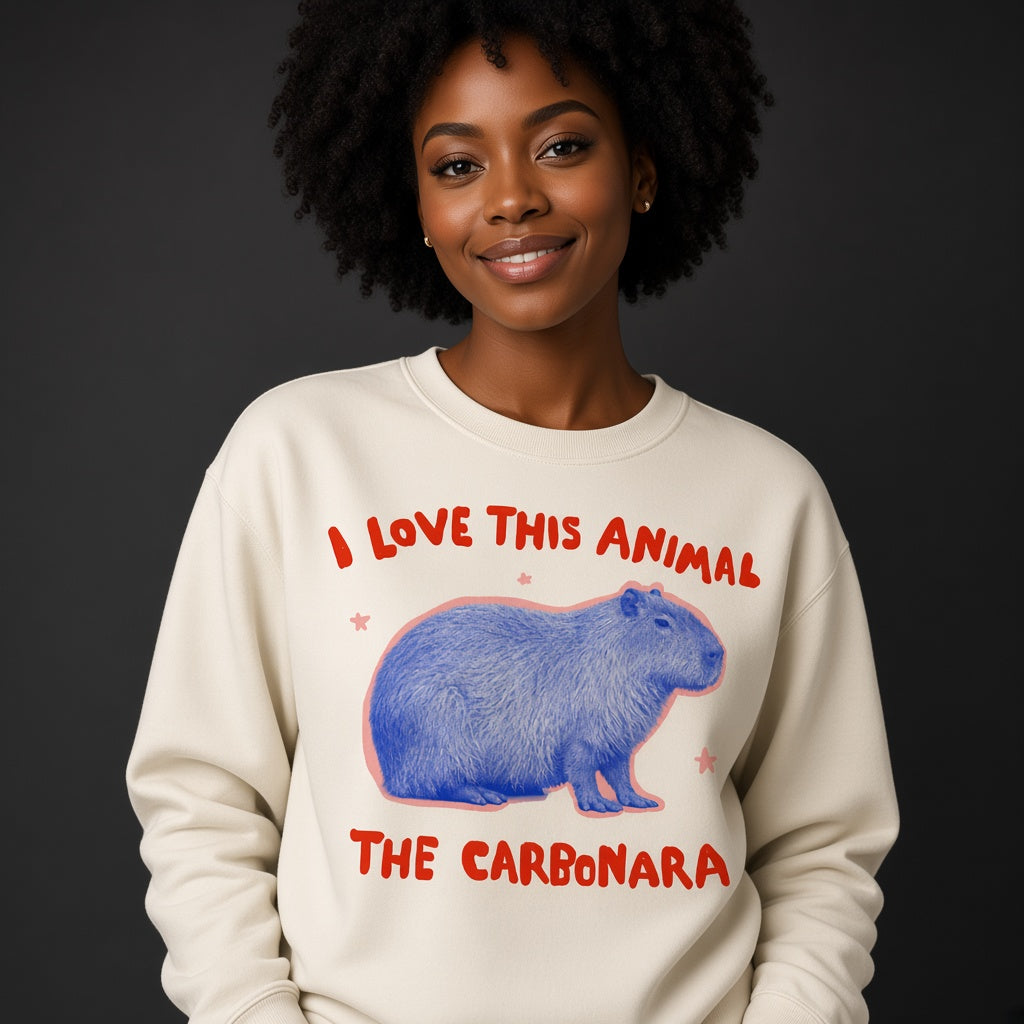 I Love This Animal The Carbonara Capybara Meme Funny Sweatshirt