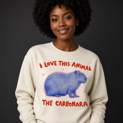 I Love This Animal The Carbonara Capybara Meme Funny Sweatshirt