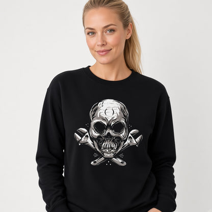 Skull with spanners sweatshirt, funny sweatshirt, graphic shirts, unisex tshirt, printed sweatshirt