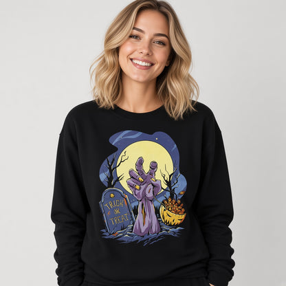 Trick or treat sweatshirt, funny sweatshirt, graphic shirts, unisex tshirt, printed sweatshirt