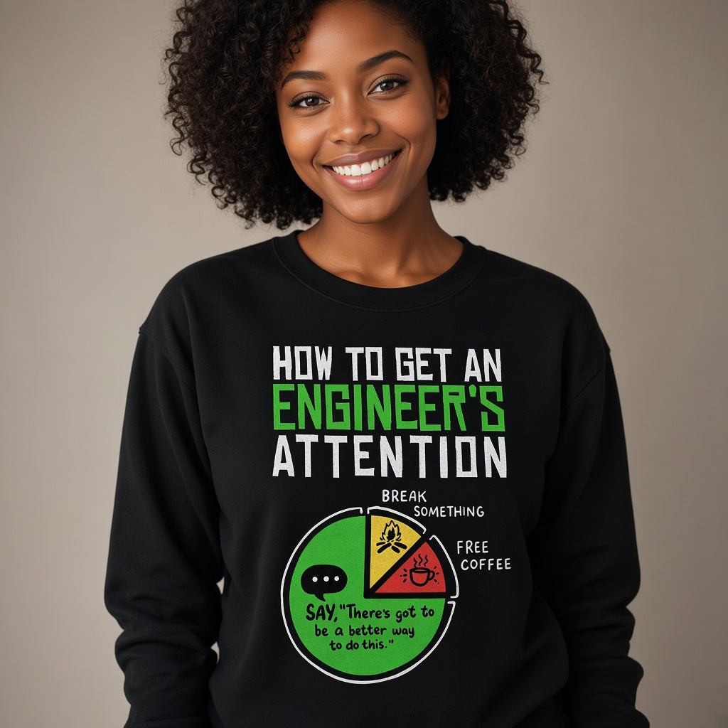 How to Get an Engineer's Attention Funny Pie Chart Sweatshirt