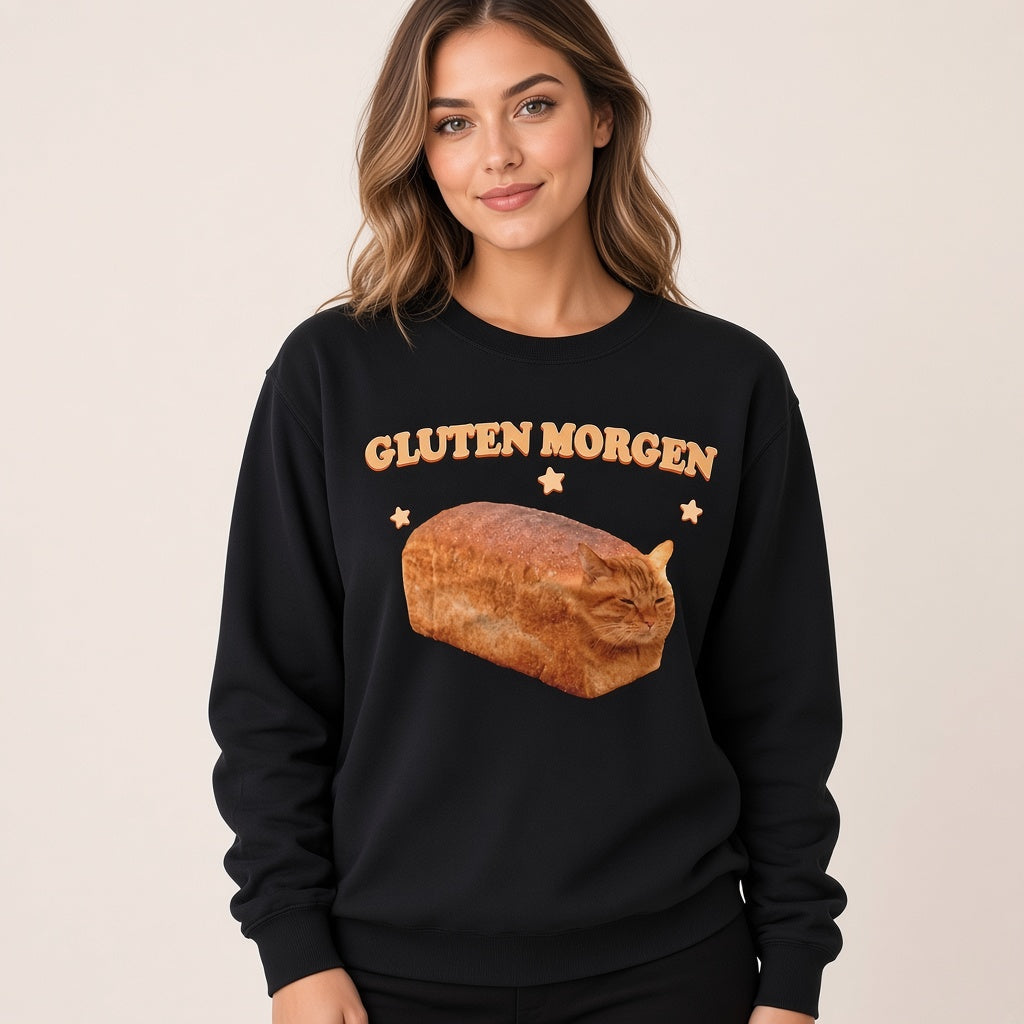 Gluten Morgen Funny Cat Bread Loaf Sweatshirt