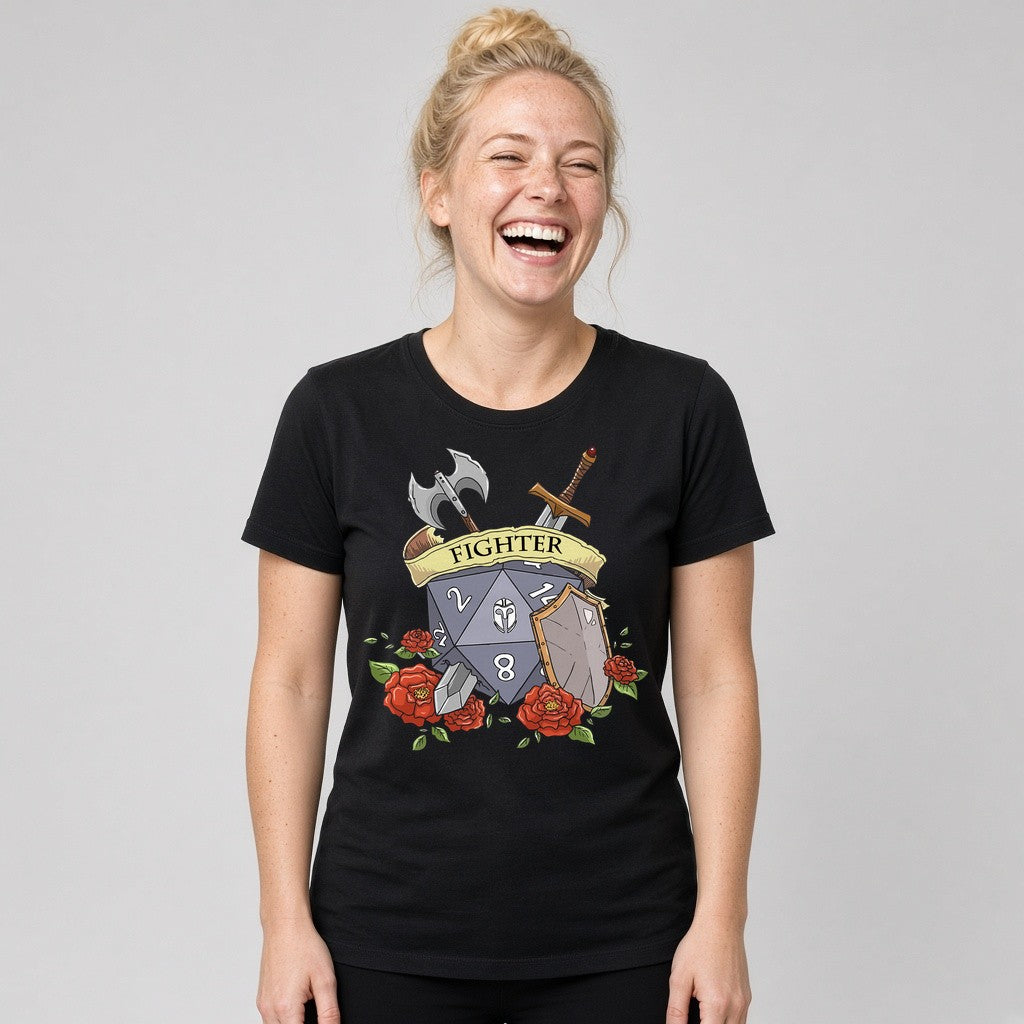 Fighter Dice Crest T-Shirt for D&D Players