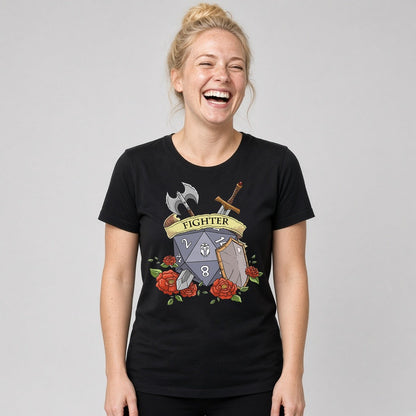 Fighter Dice Crest T-Shirt for D&D Players