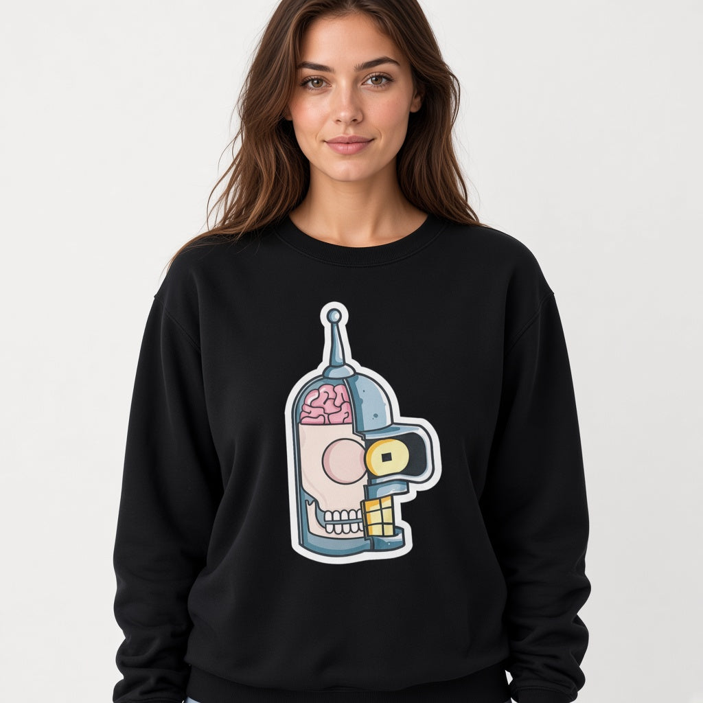 Half of bender's head sweatshirt, funny sweatshirt, graphic shirts, unisex tshirt, printed sweatshirt