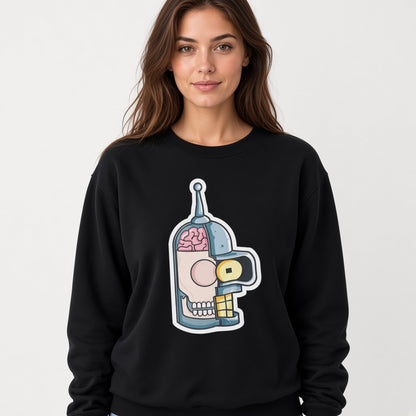 Half of bender's head sweatshirt, funny sweatshirt, graphic shirts, unisex tshirt, printed sweatshirt