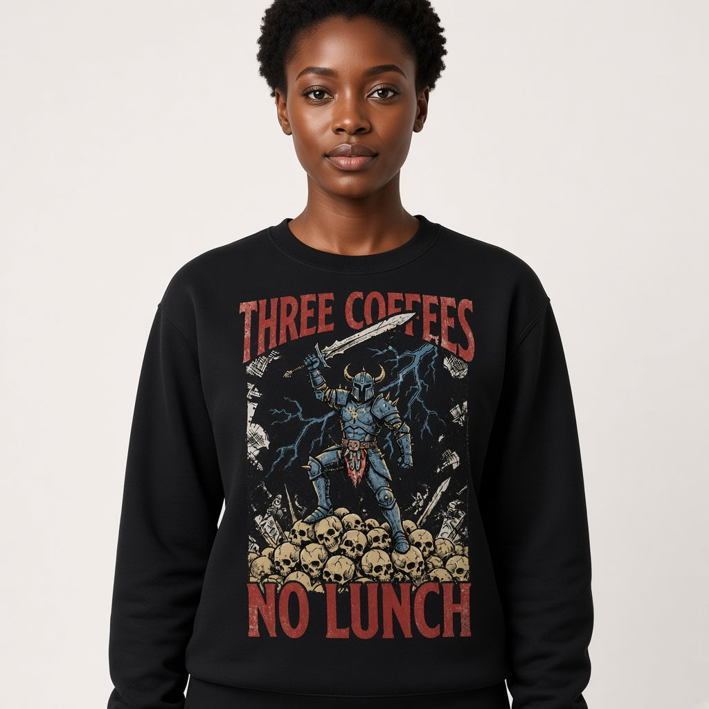 Three Coffees No Lunch Sweatshirt