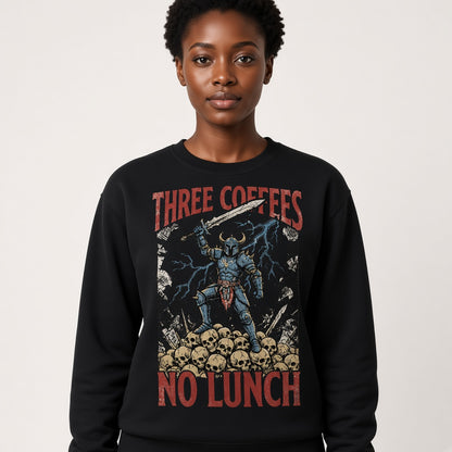Three Coffees No Lunch Sweatshirt
