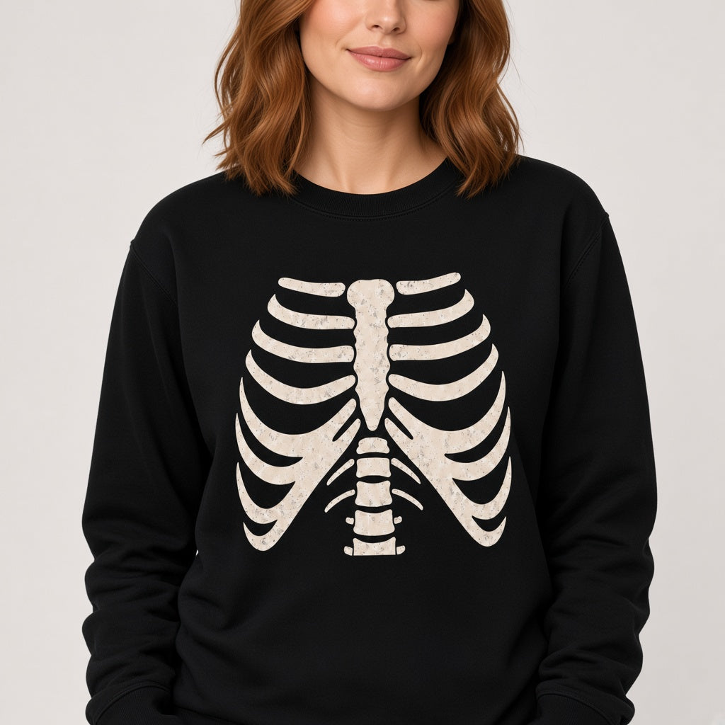 Skeleton Ribcage Scary Halloween Horror Bones Sweatshirt