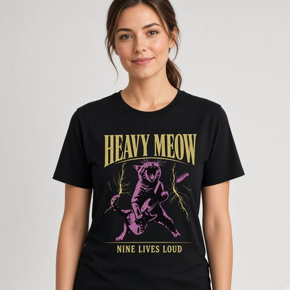 Funny Purple Cat Playing an Electric Guitar T-Shirt