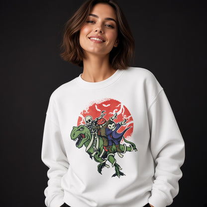 Monsters on dinosaur sweatshirt, funny sweatshirt, graphic shirts, unisex tshirt, printed sweatshirt