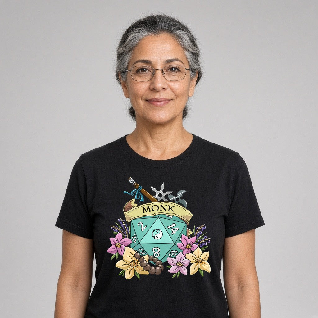 Monk Dice Crest T-Shirt for D&D Players
