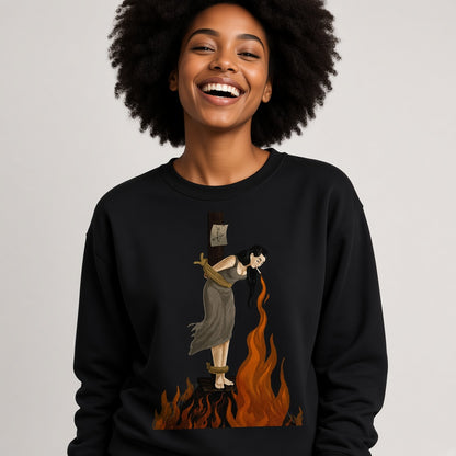 Witch Lighting a Cigarette at the Stake Sweatshirt
