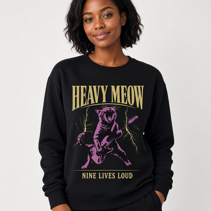 Funny Purple Cat Playing an Electric Guitar Sweatshirt