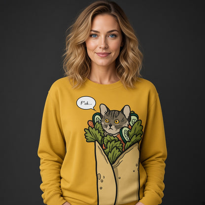 Cat kebab sweatshirt, funny sweatshirt, 3d graphic shirts, all over print (AOP)