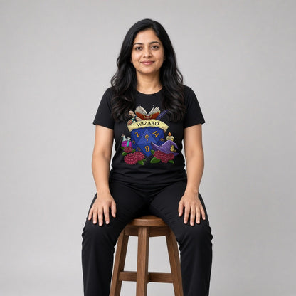 Wizard Dice Crest T-Shirt for D&D Players