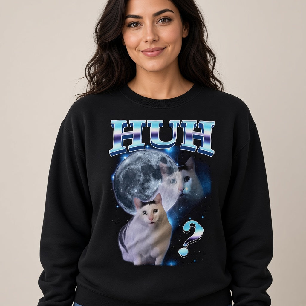 Funny Kitten HUH Meme Sweatshirt Gift for Women and Men