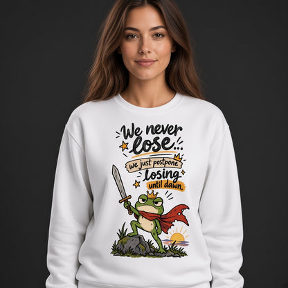 We Never Lose Until Dawn Funny Frog Sweatshirt
