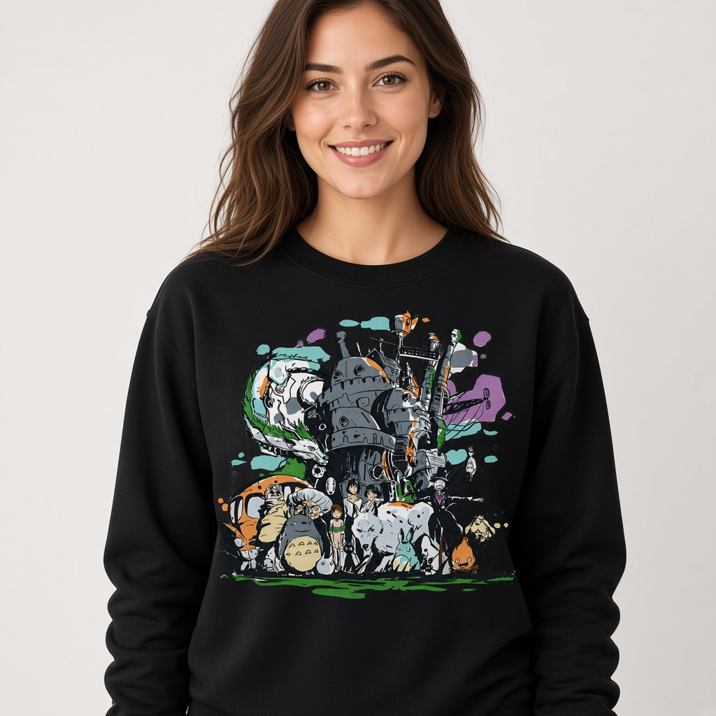 Forest Spirits Castle Collage Sweatshirt