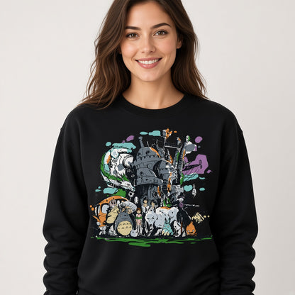 Forest Spirits Castle Collage Sweatshirt