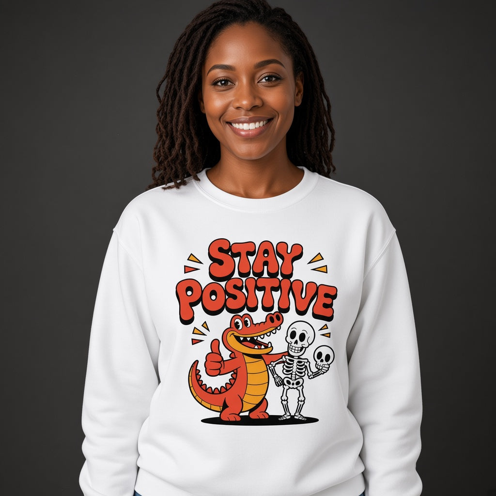 Stay Positive Alligator Thumbs Up Funny Sweatshirt