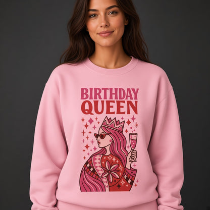 Birthday Queen Funny Pink Crown Sweatshirt