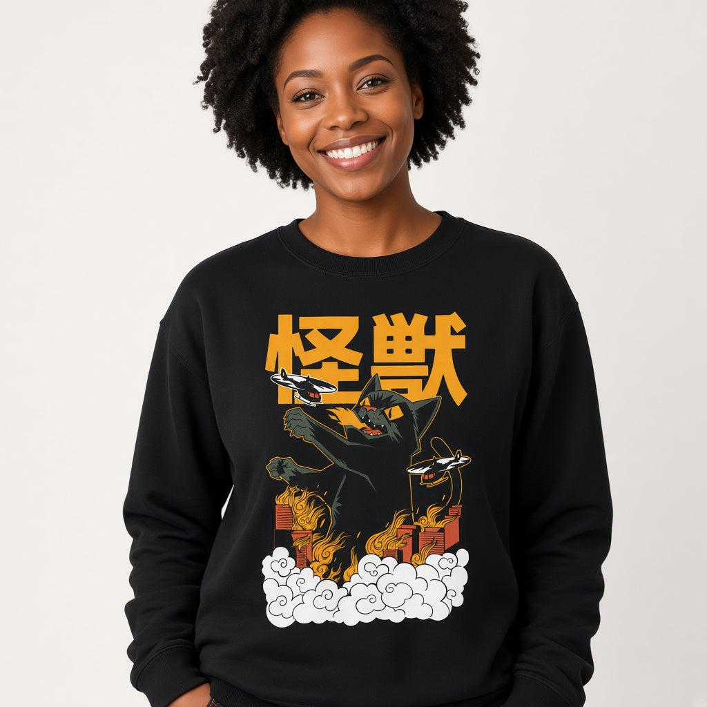 Kaiju Anime Cat Monster Sweatshirt, Funny Unisex sweatshirt