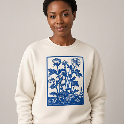 Vintage Blue Wildflower Graphic Sweatshirt