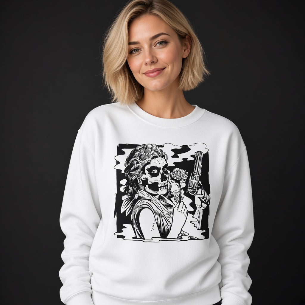 Girl with a gun sweatshirt, funny sweatshirt, graphic shirts, unisex tshirt, printed sweatshirt