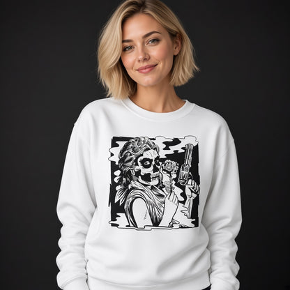 Girl with a gun sweatshirt, funny sweatshirt, graphic shirts, unisex tshirt, printed sweatshirt