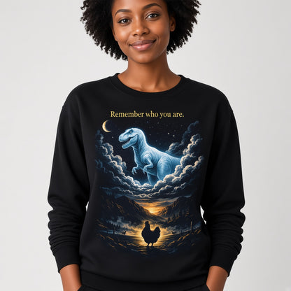 Remember Who You Are Funny Chicken and T-Rex Sweatshirt