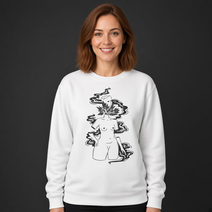 Female figure sweatshirt, funny sweatshirt, graphic shirts, unisex tshirt, printed sweatshirt