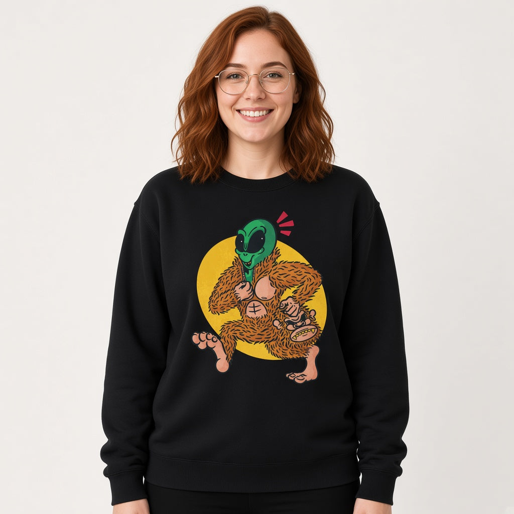 Bigfoot UFO sweatshirt, funny sweatshirt, graphic shirts, unisex tshirt, printed sweatshirt