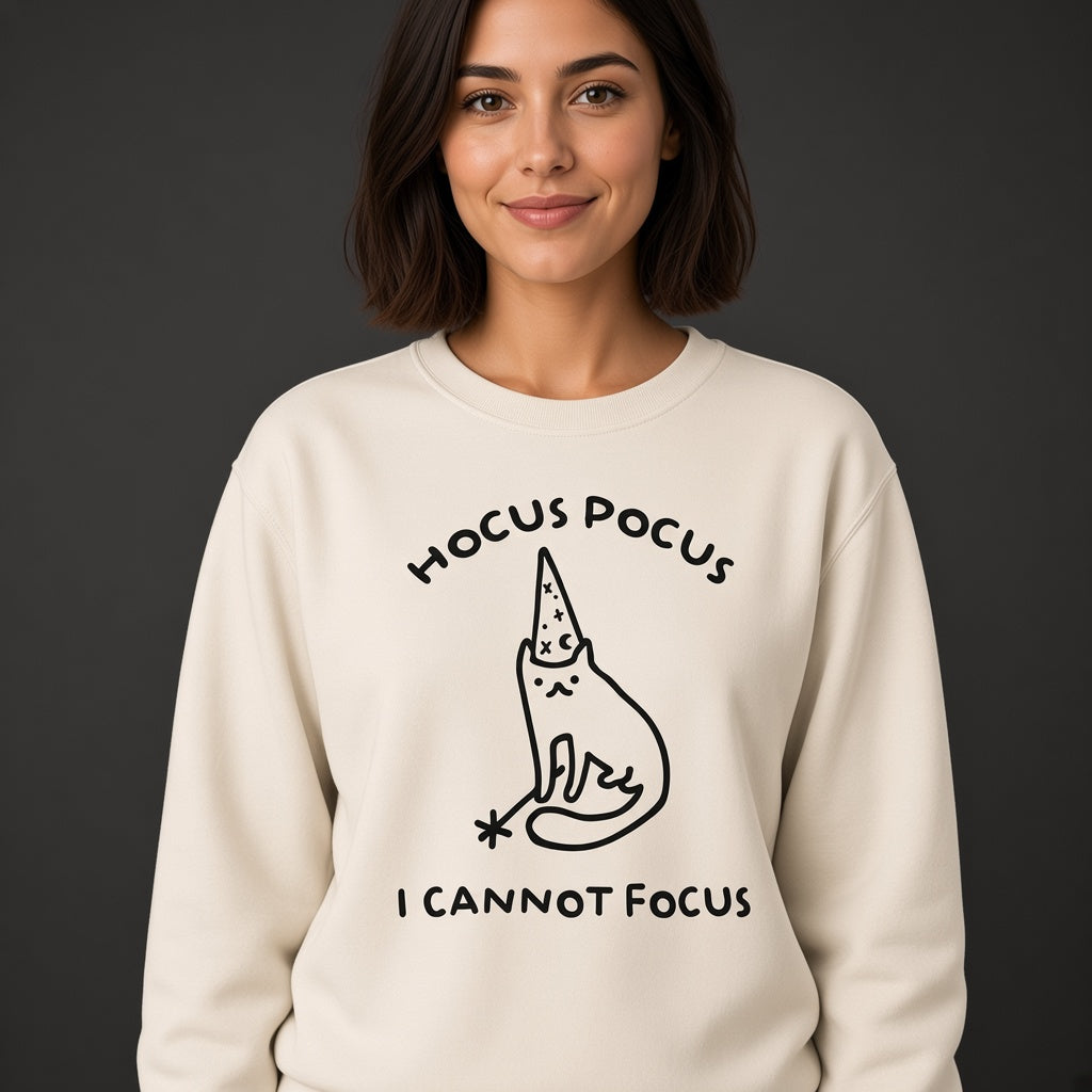 Hocus Pocus I Cannot Focus Funny Cat Sweatshirt