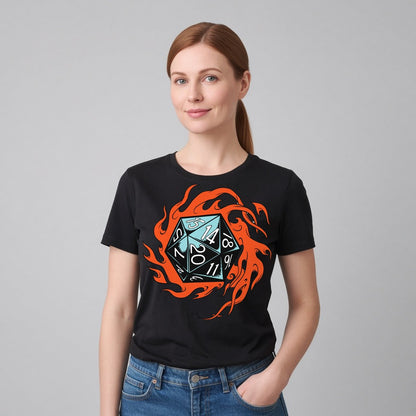 Flaming Dice T-Shirt for D&D Players