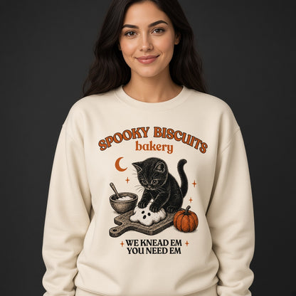 Kitty Biscuits Spooky Biscuits Halloween Bakery Cat Sweatshirt