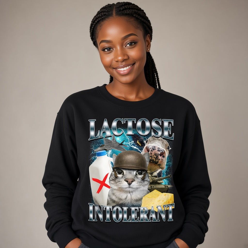 Lactose Intolerant Funny Cat Graphic Sweatshirt
