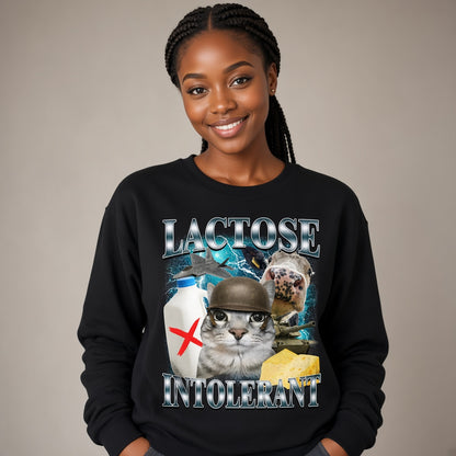 Lactose Intolerant Funny Cat Graphic Sweatshirt