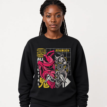 Japanese demon cyborg sweatshirt, funny sweatshirt, graphic shirts, Anime unisex tshirt