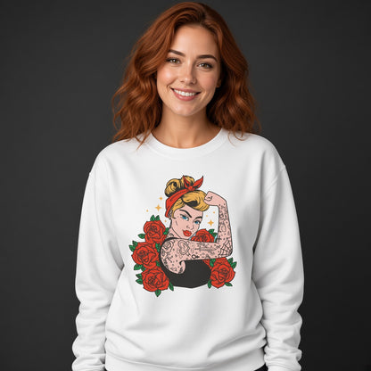 Girl with roses sweatshirt, funny sweatshirt, graphic shirts, unisex tshirt, printed sweatshirt