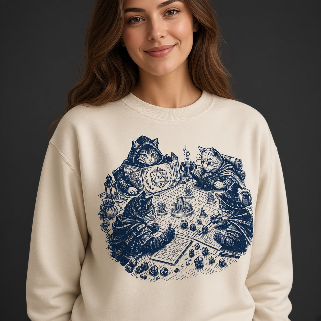 Cats Playing D&D Tabletop RPG Sweatshirt