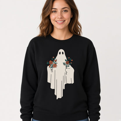Ghost with flowers sweatshirt, funny sweatshirt, graphic shirts, unisex tshirt, printed sweatshirt