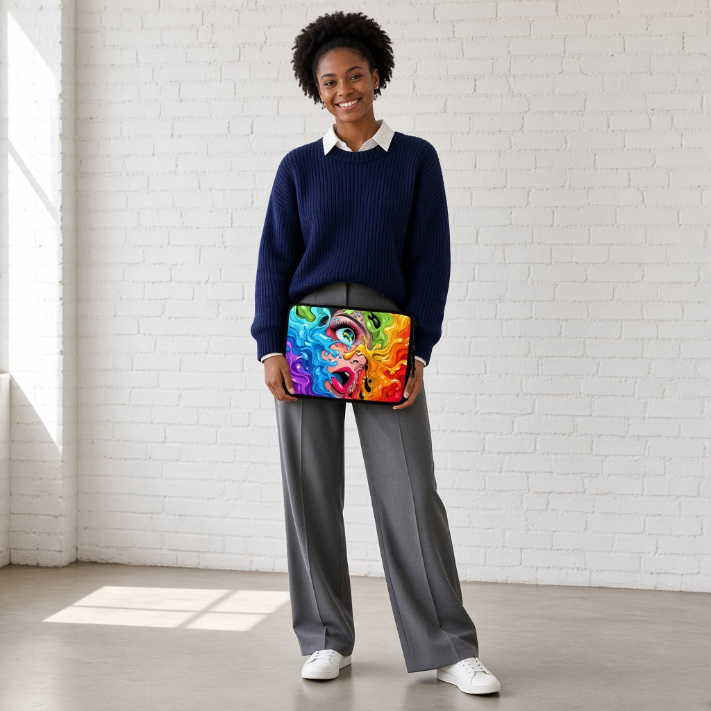 Colorful Paint Drip Pop Art Face Laptop Sleeve