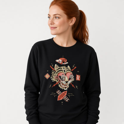 Crazy tiger sweatshirt, funny sweatshirt, graphic shirts, unisex tshirt, printed sweatshirt