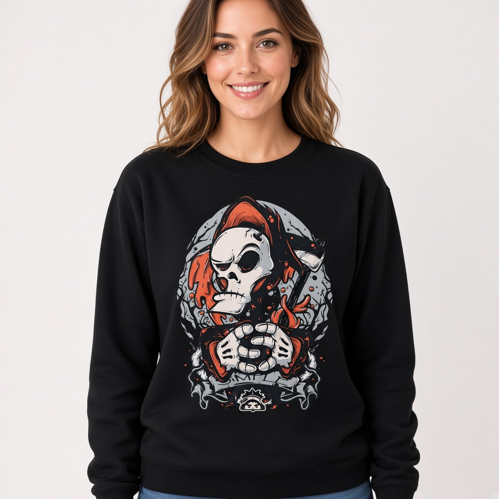 Skull in a cap sweatshirt, funny sweatshirt, graphic shirts, unisex tshirt, printed sweatshirt