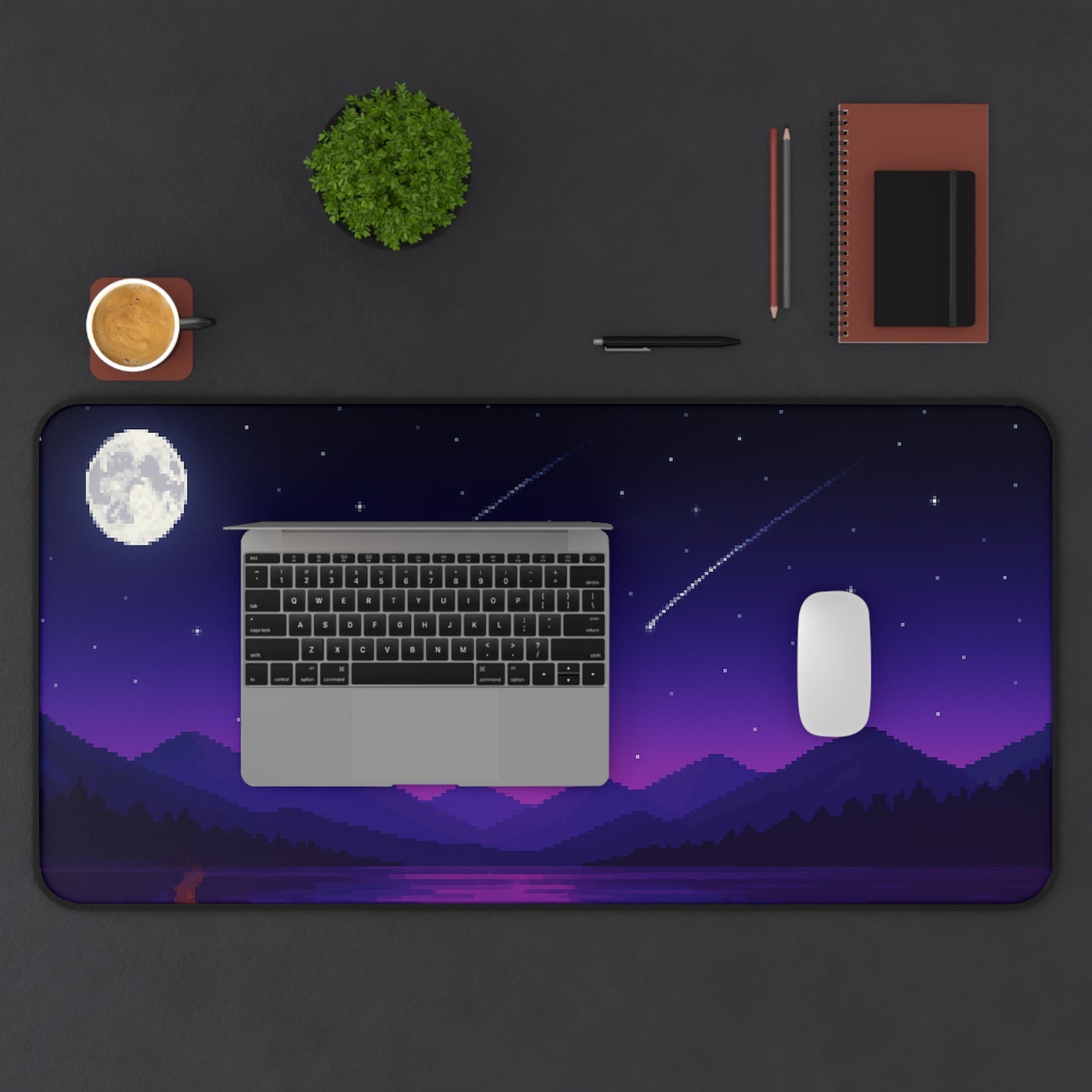 Pixel night sky Gaming Desk Mat